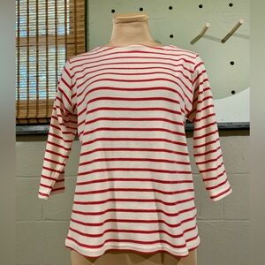 L.L. Bean Red and Cream Striped Long Sleeve Top